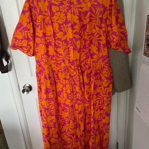 Vibrant Pink and Orange Floral Dress